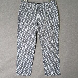 Peserico Sign Womens 50 US14 Printed Straight Leg Capri Pants Blue Made In Italy